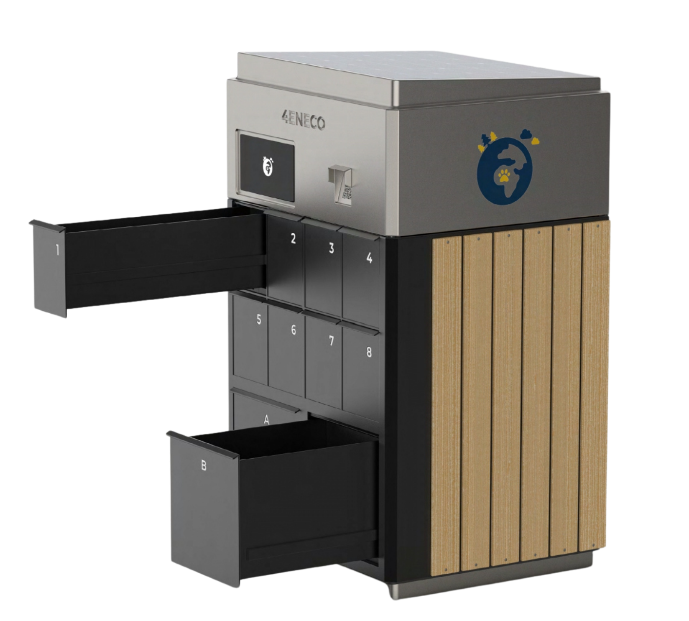 Borne multi-flux 4Recyclage — vue 3D